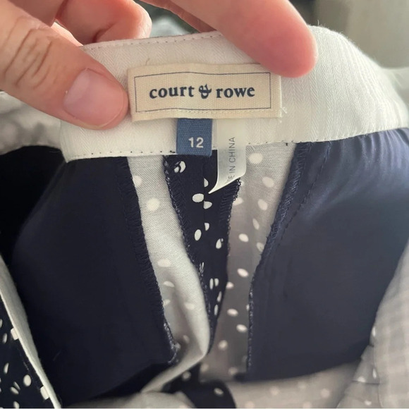 Court & Rowe Pants Women's 12 Navy Blue White Scatter Polka Dot Twee Academia - Picture 6 of 6